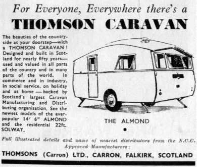 1956 Almond Advert from the 1956 Caravan Manual